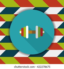 dumbbell flat icon with long shadow,eps10