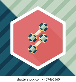 dumbbell flat icon with long shadow,eps10