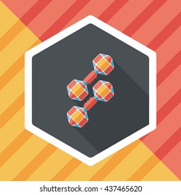 dumbbell flat icon with long shadow,eps10