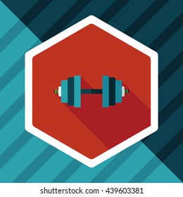 dumbbell flat icon with long shadow,eps10