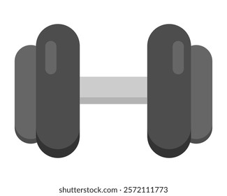 Dumbbell flat icon for workout, gym, sports, exercise, weight lifting, fitness, resistance training symbol. Editable EPS vector, 2D illustration isolated on white background.