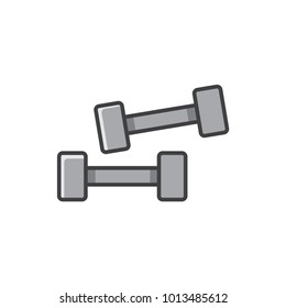 Dumbbell flat line colored icon.