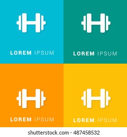 Dumbbell Four Color Material Designed Icon / Logo