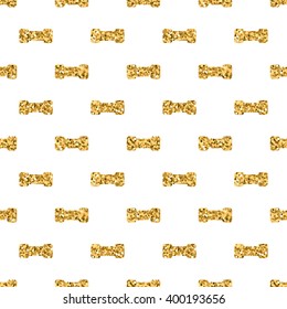 Dumbbell geometric seamless pattern. Gold glitter sequin white template. Abstract texture. Golden luxury prints. Retro vintage decoration. Design for wallpaper, wrapping, textile. Vector Illustration.