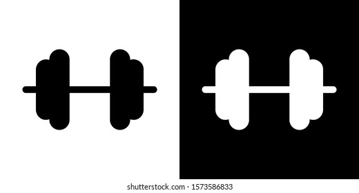 Dumbbell. Glyph Icon in White and Black Version.