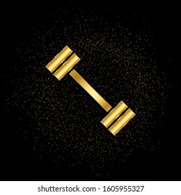 Dumbbell gold, icon. Vector illustration of golden particle