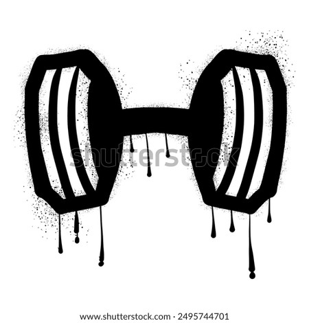 Dumbbell graffiti drawing with black spray paint