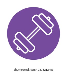 dumbbell gym block style icon vector illustration design