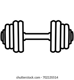 Dumbbell gym equipment outlined on white background