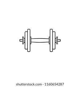 Dumbbell for gym hand drawn outline doodle icon. Muscle lifting, shape and bodybuilding, gym equipment concept. Vector sketch illustration for print, web, mobile and infographics on white background.