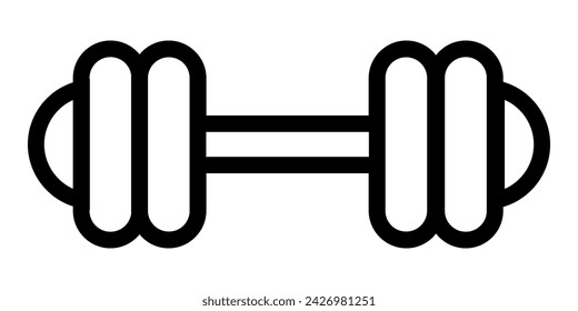 Dumbbell for the gym icon. Barbell black symbol. Vector illustration isolated on white background.