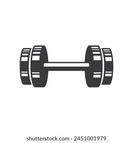 Dumbbell for gym icon , black sign design.