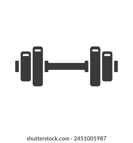 Dumbbell for gym icon , black sign design.