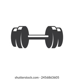 Dumbbell for gym icon , black sign design.