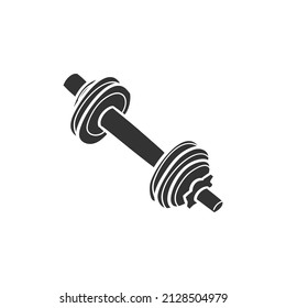 Dumbbell Gym Icon Silhouette Illustration. Workout Iron Exercise Vector Graphic Pictogram Symbol Clip Art. Doodle Sketch Black Sign.