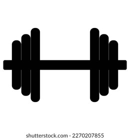 Dumbbell para icono de gimnasia, simple estilo plano moda color negro vectorial de moda objeto gráfico, clip art. Diseño de idea corporal saludable y fuerte aislado en fondo blanco