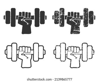 Dumbbell gym icon symbol shape. sport gymnastic logo sign silhouette. Vector illustration image. Isolated on white background.