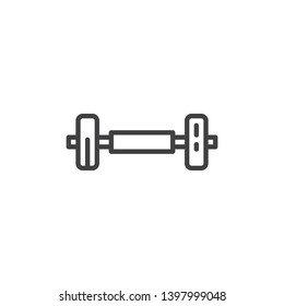 Dumbbell Gym line icon. linear style sign for mobile concept and web design. Barbell weight training equipment outline vector icon. Symbol, logo illustration. Pixel perfect vector graphics