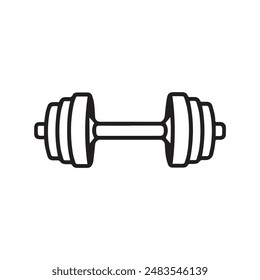 Dumbbell gym outline icon training strong healthy design.