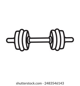 Dumbbell gym outline icon training strong healthy design.