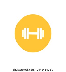Mancuerna para el icono del vector del gimnasio. Icono de mancuerna para entrenamiento. Mancuerna para signo de vector de aptitud. Fondo amarillo. Vector signo plano