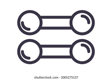 dumbbell gym weights isolated, line style