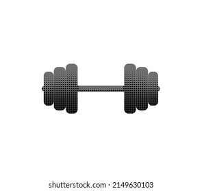 dumbbell halftone isolation vector illustration