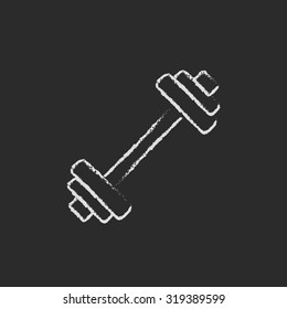 Mano de timbre dibujada con tiza en un icono blanco vectorial de pizarra aislado en un fondo negro.