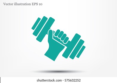 dumbbell in hand icon vector illustration.