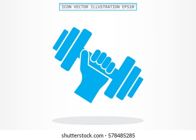 dumbbell in hand icon vector illustration.
