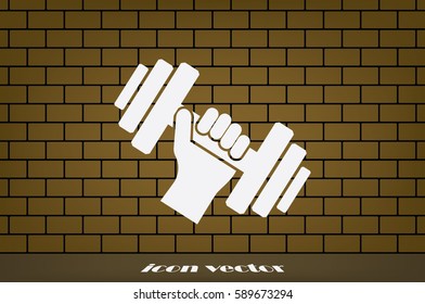 dumbbell in hand icon vector illustration eps10