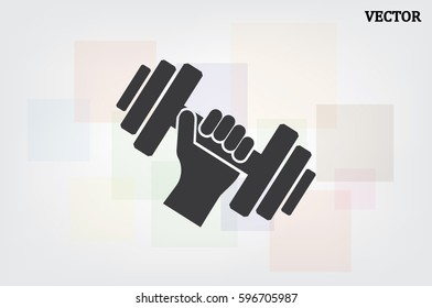 dumbbell in hand icon vector illustration eps10