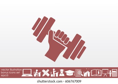 dumbbell in hand icon vector illustration eps10