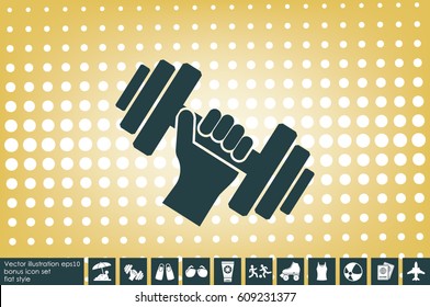 dumbbell in hand icon vector illustration eps10