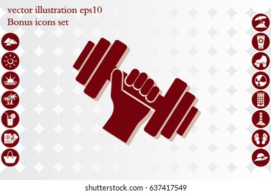 dumbbell in hand icon vector illustration eps10