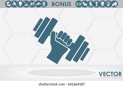 dumbbell in hand icon vector illustration eps10