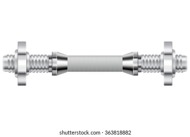 Dumbbell Handle. Metal chrome. Vector illustration isolated on white background