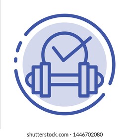 Dumbbell, Healthcare, Dumb, Sport Blue Dotted Line Line Icon