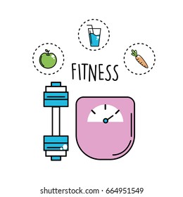 dumbbell and healthy weight with icons