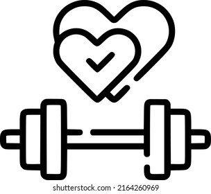 Dumbbell with hearts, sports tool vector icon. Dumbbell and hearts illustration. EPS
