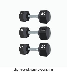 dumbbell with heavy weight in vector.
