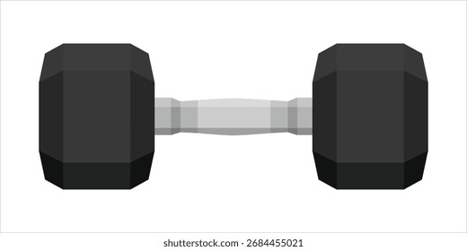 Forma hexagonal de mancuerna, aislado sobre fondo blanco. Icono de mancuerna. Equipamiento deportivo. Ilustración vectorial