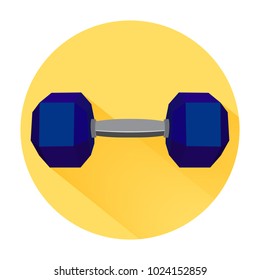 Dumbbell with hexagon weights on yellow background