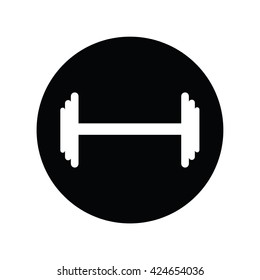 Dumbbell icon in black circle . Vector illustration