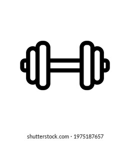 Dumbbell icon. Black contour linear silhouette. Front horizontal view. Vector simple flat graphic illustration. The isolated object on a white background. Isolate.