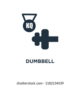 Dumbbell icon. Black filled vector illustration. Dumbbell symbol on white background. Can be used in web and mobile.