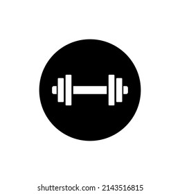 Dumbbell icon in black round