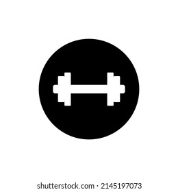 Dumbbell icon in black round