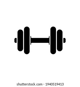 Dumbbell icon. Black silhouette. Front view. Vector simple flat graphic illustration. The isolated object on a white background. Isolate.