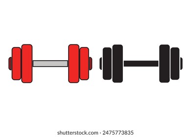 Dumbbell icon. Black silhouette. Front view. Vector simple flat graphic illustration. The isolated object on a white background. Isolate.Isolated dumbbell icon, Gym equipment.